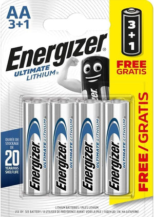 Energizer AA Ultimate Lithium 1.5v LR6 FR6 Batteries - (Pack of 4)
