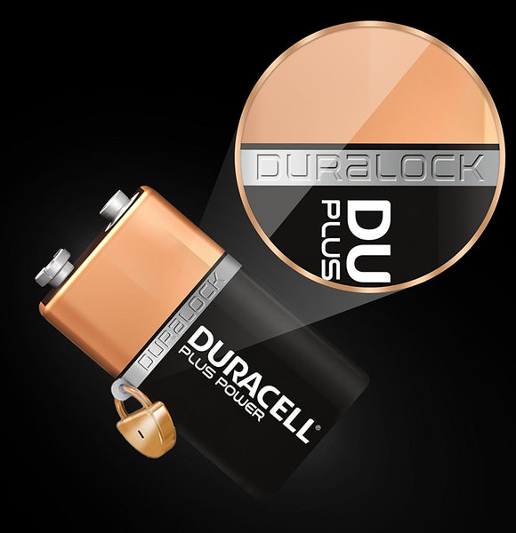 Duracell 9V Plus Power Alkaline Batteries (6LP3146, MN1604) - (2 Pack)