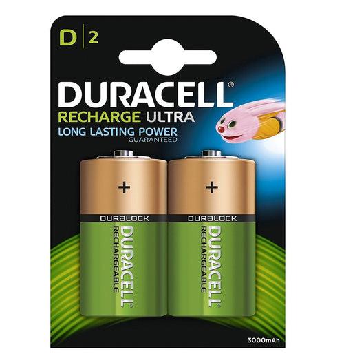 Duracell D 3000mAh 1.2v NiMH Rechargeable Batteries - Ready To Use (2-Pack)