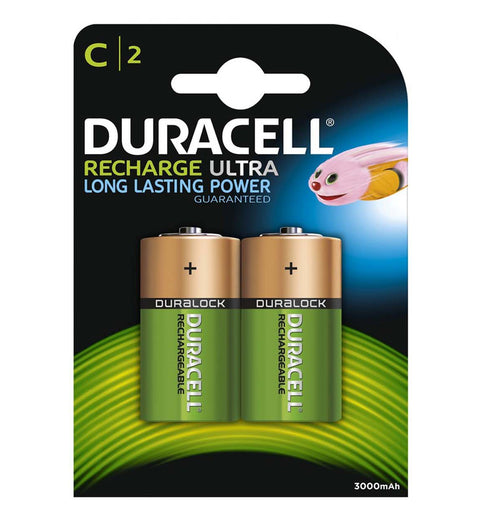 Duracell C 3000mAh 1.2v NiMH Rechargeable Batteries - Ready To Use (2-Pack)