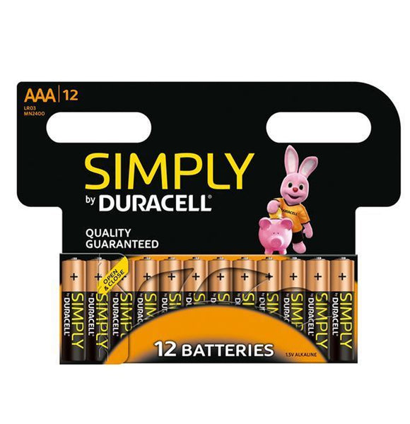 Simply By Duracell AAA 1.5v Alkaline Batteries (LR03,MN2400) (12 Pack)