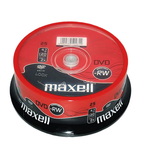 Official Maxell (25-Pack) Blank Discs Re-Writable DVD-RW 4.7GB DVD 120 Min Video/Data 2x Speed