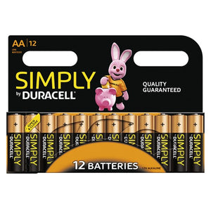 Simply By Duracell AA 1.5v Alkaline Batteries (LR6, MN1500) - (12-Pack)