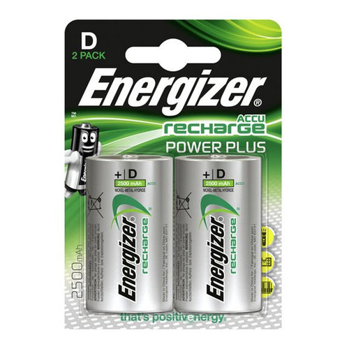 Energizer D Power Plus 2500mAh 1.2v NiMH Rechargeable Batteries - PRE-CHARGERD (Pack of 2)