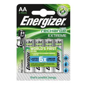 Energizer AA Extreme 2300mAh 1.2v NiMH Rechargeable Batteries - PRE-CHARGERD (Pack of 4)