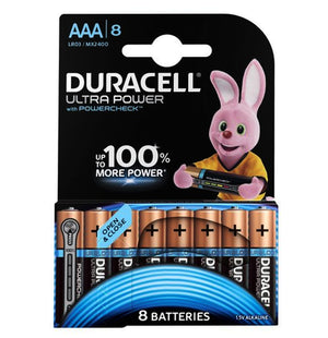 Duracell AAA Ultra Power 1.5v Alkaline Batteries (LR03,MX2400) - (8 Pack)
