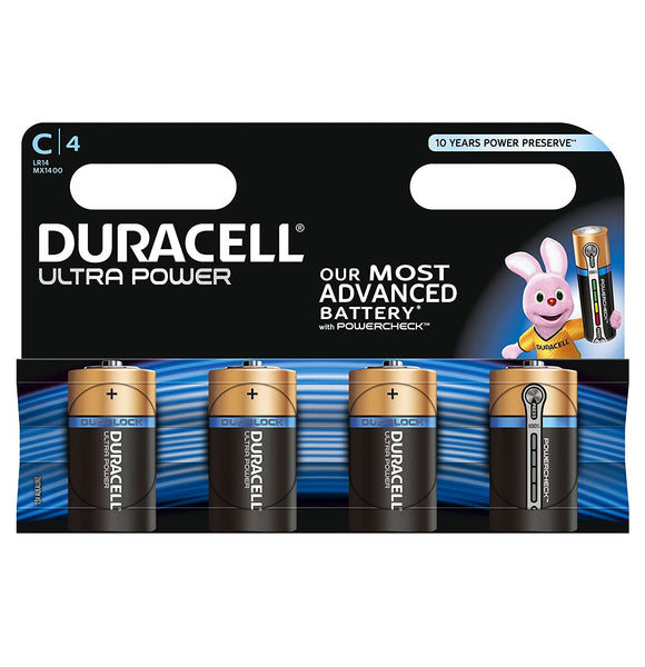 Duracell C Ultra Power 1.5v Alkaline Batteries LR14, MX1400 (4-Pack)