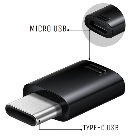 Genuine Samsung Black Micro USB to USB-C Adapter Converter For Samsung S8, S8+, S9, S9+ S10e, S10, S10+
