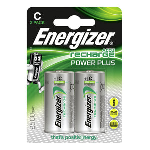 Energizer C Power Plus 2500mAh 1.2v NiMH Rechargeable Batteries - PRE-CHARGERD (Pack of 2)