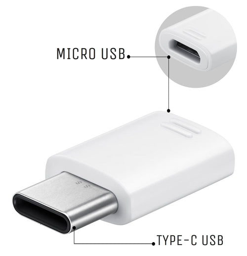 Genuine Samsung White Micro USB to USB-C Adapter Converter For Samsung S8, S8+, S9, S9+ S10e, S10, S10+
