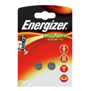 Energizer LR44 A76 1.5v Alkaline Button Cell Batteries (2 Pack)