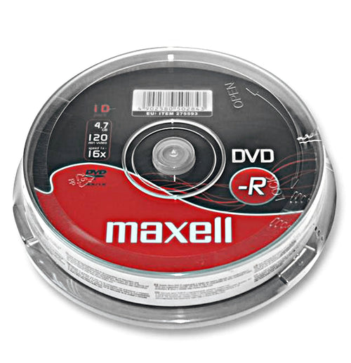 Official Maxell (10-Pack) DVD-R Blank Recordable Discs 16x 4.7GB 120 Mins PC