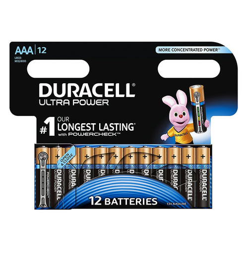 Duracell AAA Ultra Power 1.5v Alkaline Batteries (LR03,MX2400) - (12 Pack)