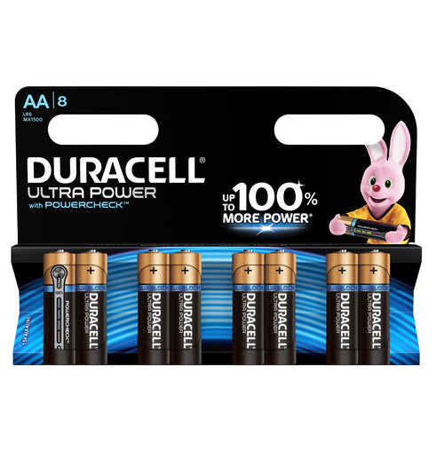 Duracell AA Ultra Power 1.5v Alkaline Batteries (LR6, MX1500) - (8 Pack)