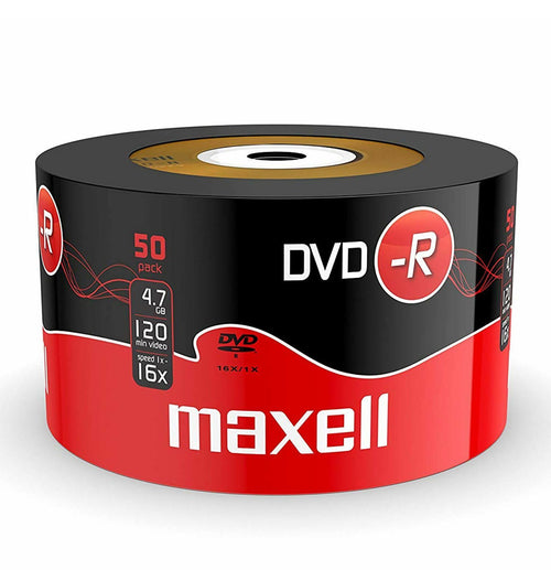 Official Maxell (50-Pack) DVD-R Blank Recordable Discs 16x 4.7GB 120 Mins PC