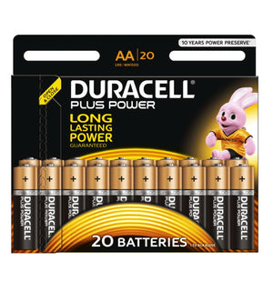 Duracell AA Plus Power 1.5v Alkaline Batteries (LR6, MN1500) - (20-Pack)