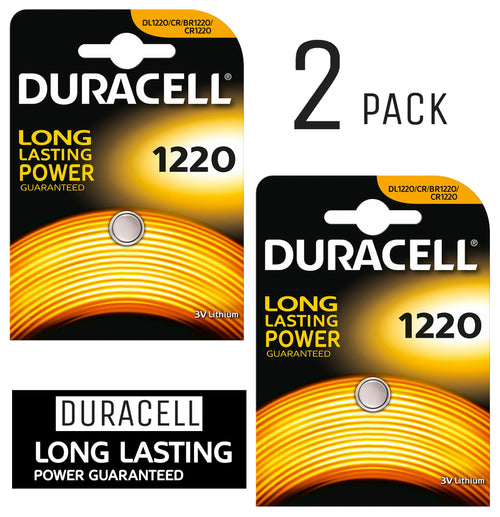 Duracell X2 CR1220 Coin Cell 3V Lithium Batteries (DL1220, BR1220) (2 Pack)