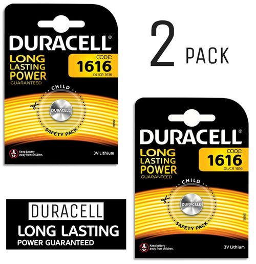 Duracell X2 CR1616 Coin Cell 3V Lithium Batteries (DL1616, BR1616) (2 Packs)