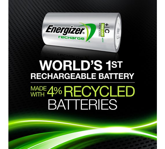 Energizer C Power Plus 2500mAh 1.2v NiMH Rechargeable Batteries - PRE-CHARGERD (Pack of 2)