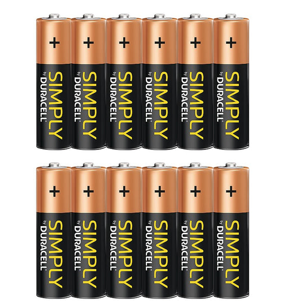 Simply By Duracell AA 1.5v Alkaline Batteries (LR6, MN1500) - (12-Pack)