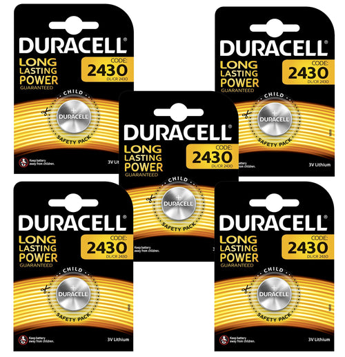 Duracell X5 CR2430 Coin Cell 3V Lithium Batteries (DL2430) (5 Packs)