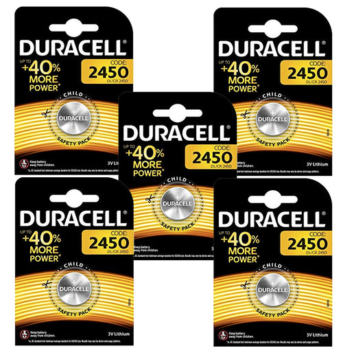 Duracell X5 CR2450 Coin Cell 3V Lithium Batteries (DL2450, CR2450N) (5 Packs)