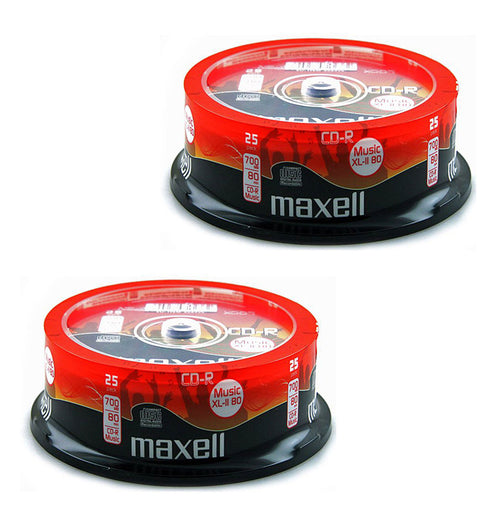 Official (50-Pack) Maxell CD-R 80 mins XL-II Digital Audio Blank Recordable Media Discs