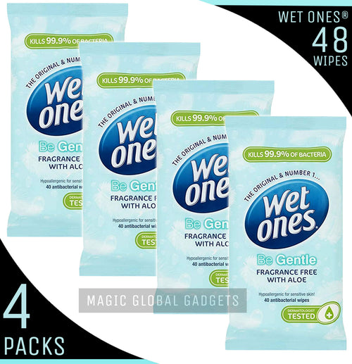 Wet Ones 'Be Gentle' Fragrance Free with Aloe Vera - 4 Packs - 48 Wipes