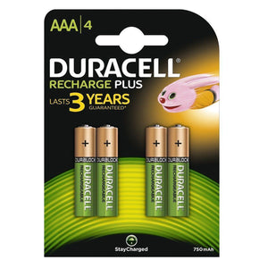 Duracell AAA 750mAh NiMH Rechargeable Batteries - Ready To Use (4 Pack)