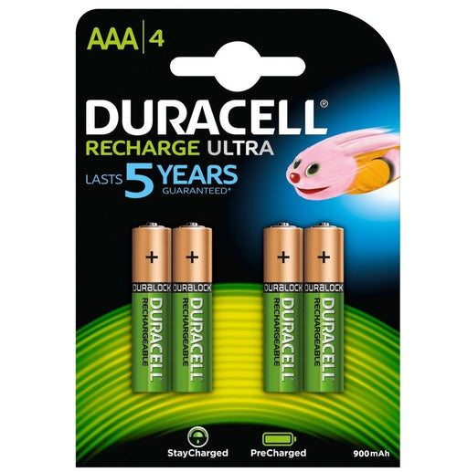 Duracell AAA 900mAh NiMH Rechargeable Batteries - Ready To Use (4 Pack)