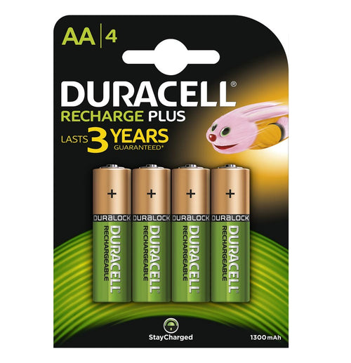 Duracell AA 1300mAh NiMH Rechargeable Batteries - Ready To Use (4 Pack)