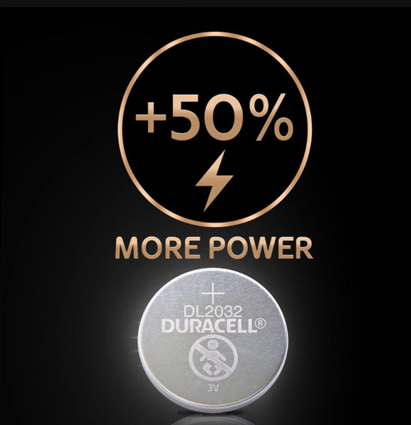 Duracell X2 CR2032 Coin Cell 3V Lithium Batteries (DL2032, ECR2032) (1 Pack)
