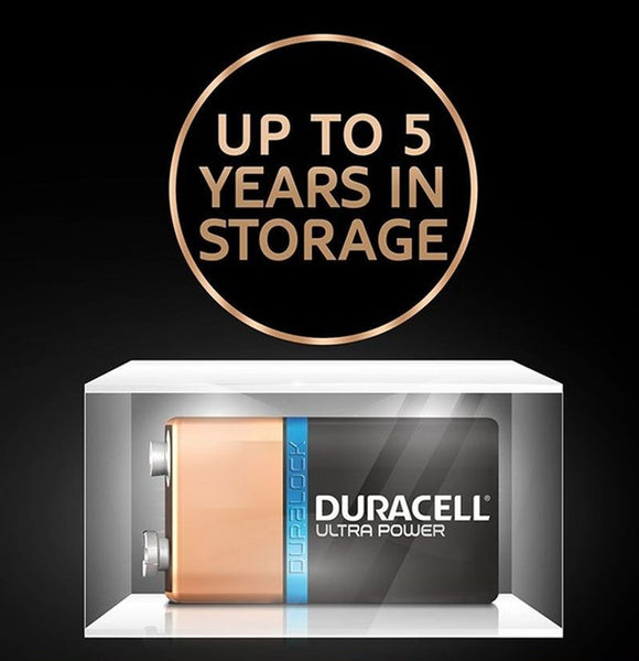Duracell 9V Ultra Power Power Alkaline Batteries (6LR61, MX1604) (1 Pack)