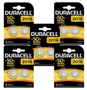 Duracell x10 CR2016 Coin Cell 3V Lithium Batteries (DL2016, KCR2016) (5 Packs)